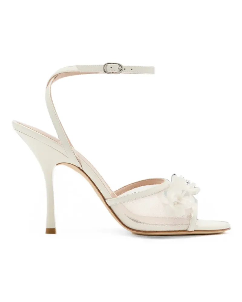 Stuart Weitzman floral-appliqué buckle-fastening sandals - Weiß Weiß