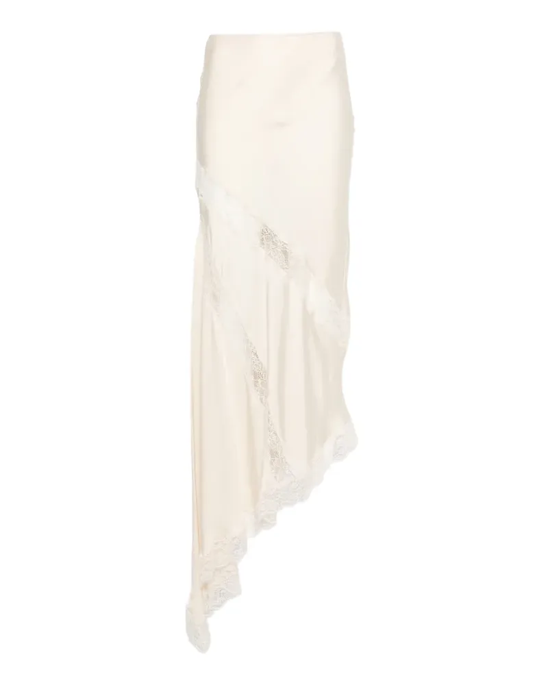 ANDAMANE Rosetta lace-detail asymmetric midi skirt - Nude Nude