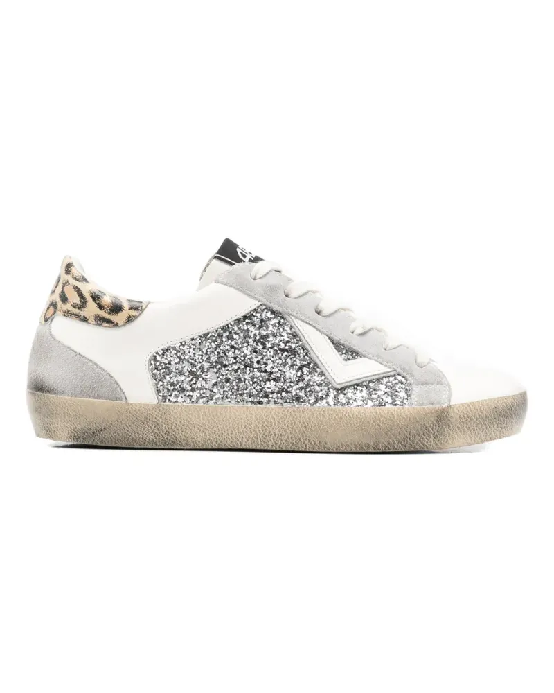 4B12 Suprime glitter-embellished leopard-print sneakers - Silber Silber