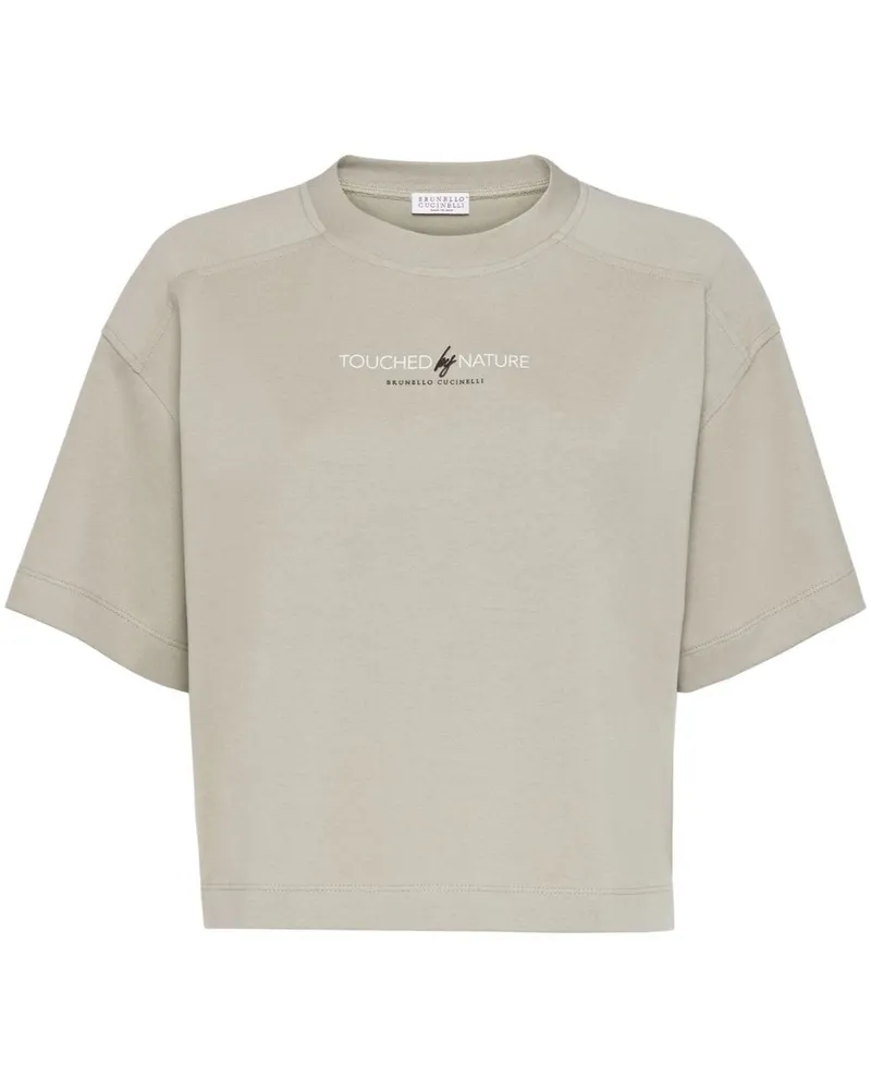 Brunello Cucinelli T-Shirt mit Slogan-Print - Grün Grün