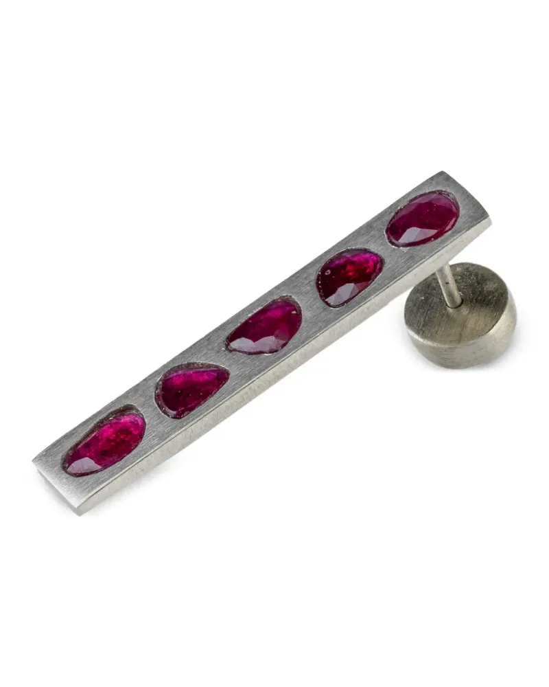 Parts Of Four Plate Ohrring aus Sterlingsilber mit Rubin - Grau Grau