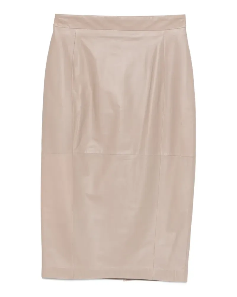 Max Mara Lederrock mit Einsätzen - Nude Nude