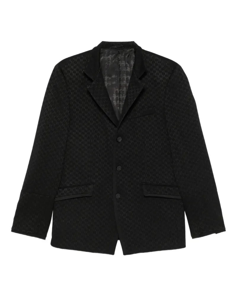 Karl Lagerfeld monogram-pattern notched-lapel blazer - Schwarz Schwarz