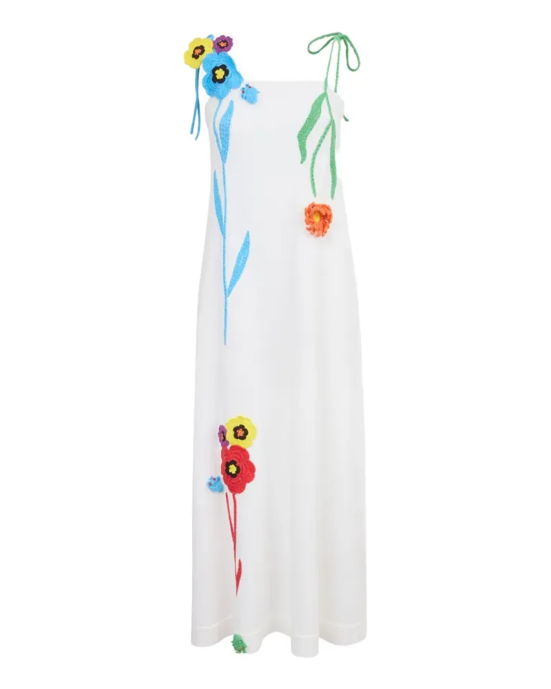 Mira Mikati Midikleid mit gehäkelter Blume - Weiß Weiß