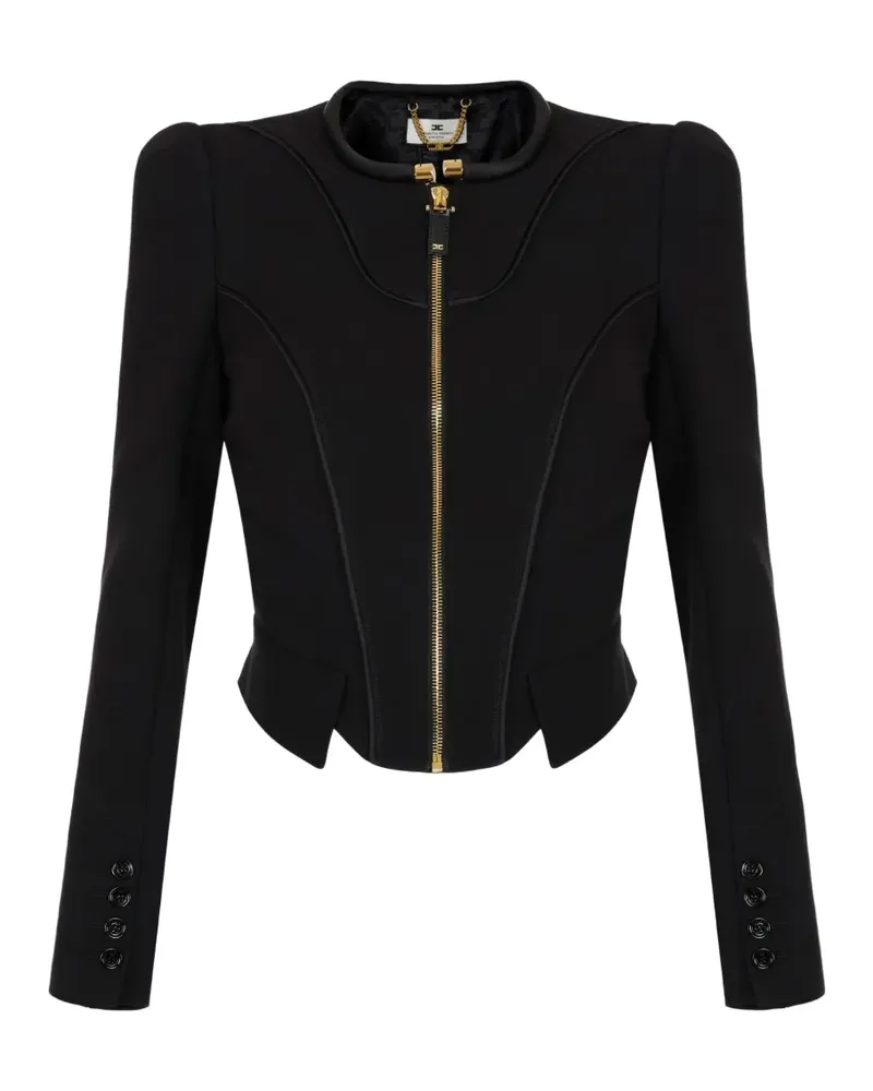 Elisabetta Franchi Jacke aus Krepp und Satin im Layering-Look - Schwarz Schwarz
