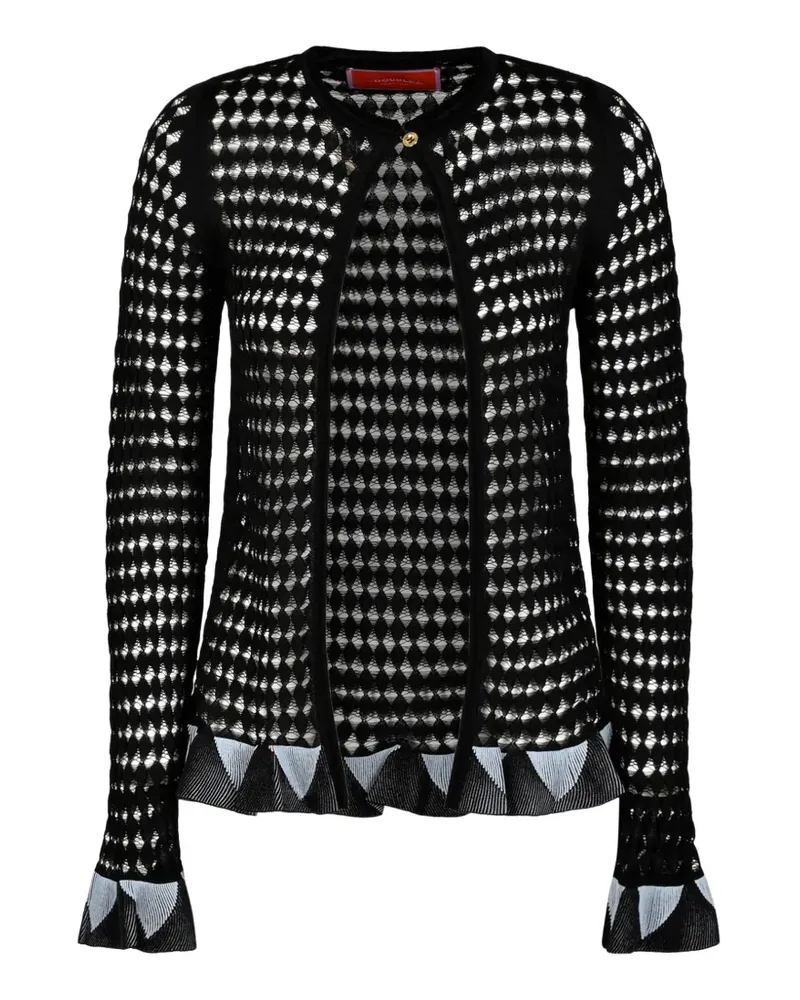 La DoubleJ Bow ruffled open-knit cardigan - Schwarz Schwarz