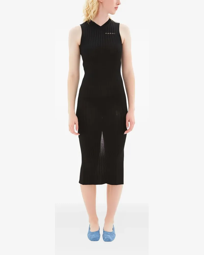 Marni ribbed midi dress - Schwarz Schwarz