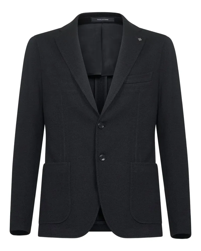Tagliatore log-detail single-breasted blazer - Schwarz Schwarz