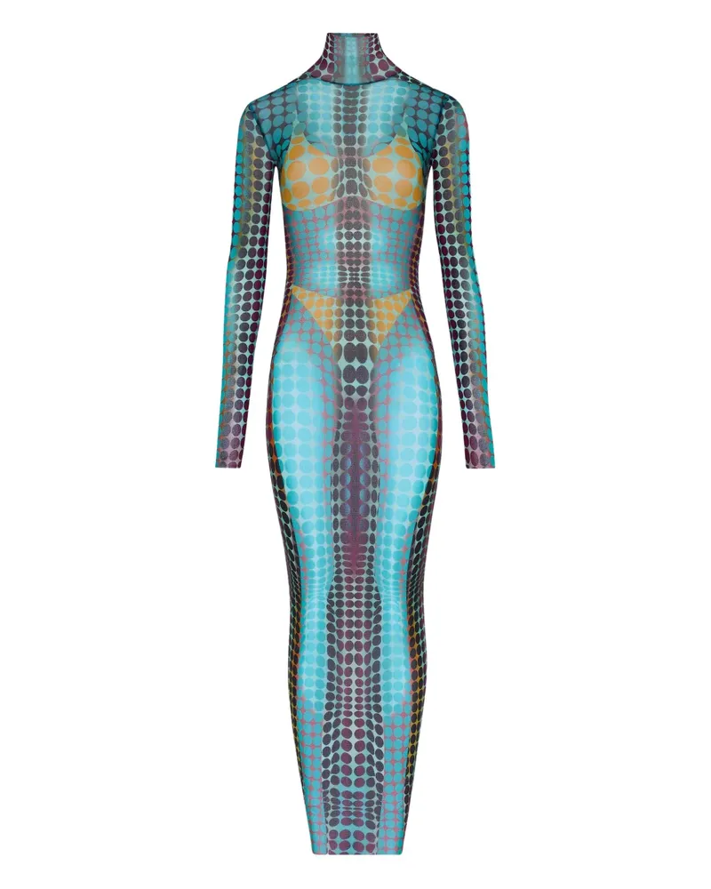 Jean Paul Gaultier long-sleeve dots maxi dress - Blau Blau