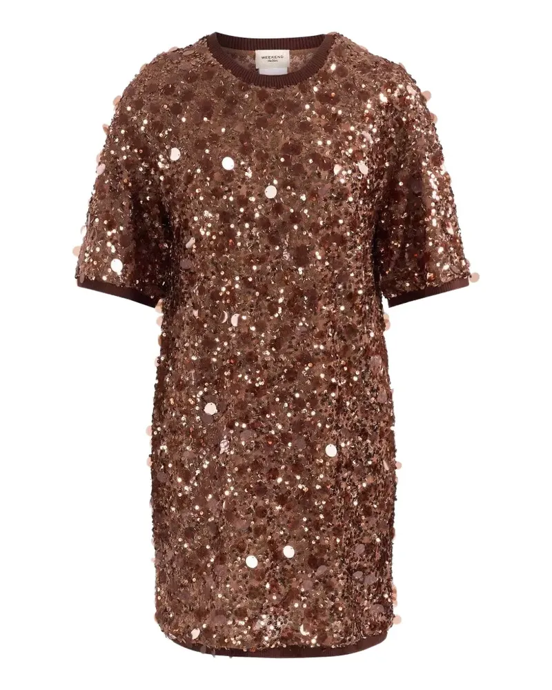 Max Mara short sequinned jersey dress - brown - Braun Braun