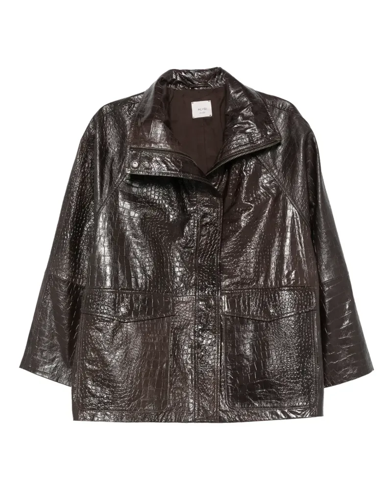 ALYSI croc-effect leather jacket - Braun Braun