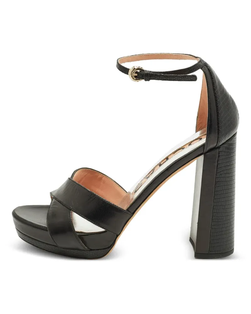 Rochas Knöchelriemen-Sandalen mit Eidechsen-Prägung - Schwarz Schwarz