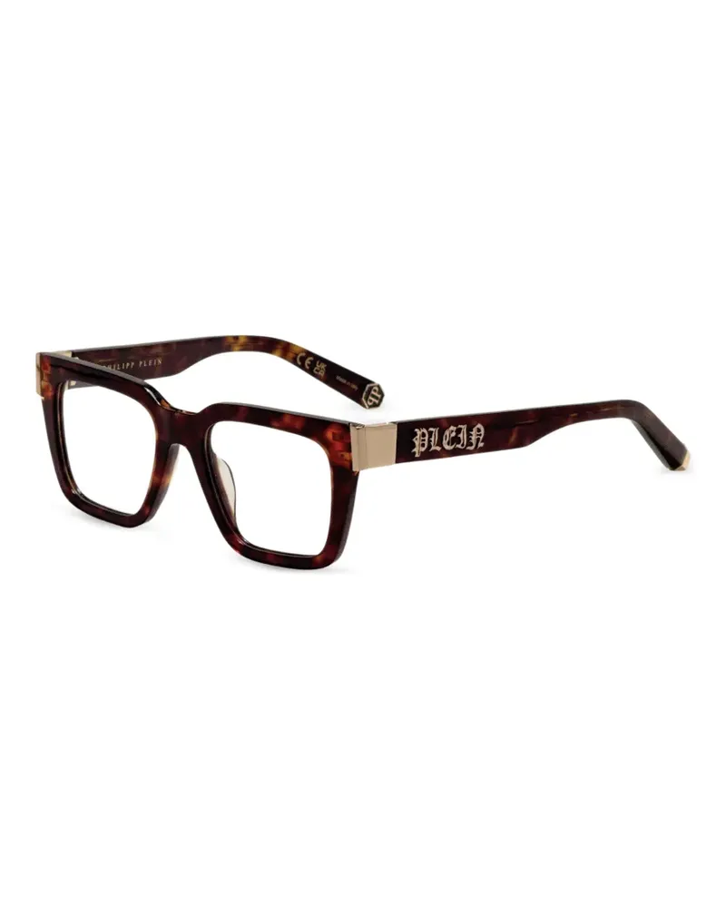Philipp Plein Eckige Brille in Schildpattoptik - Braun Braun