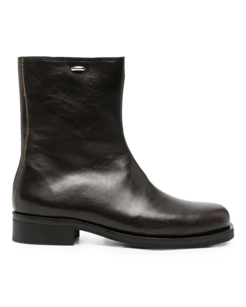 Our Legacy Camion leather biker boots - Braun Braun