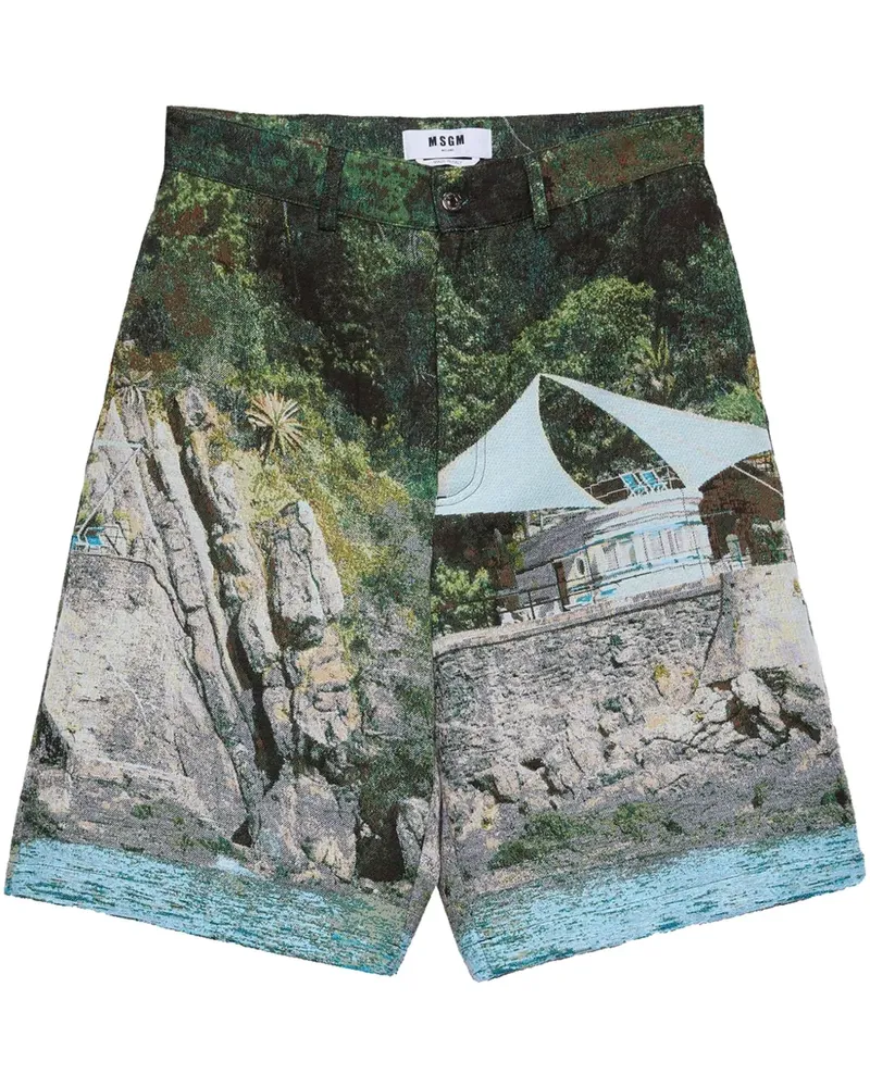 MSGM Shorts mit La Vedetta-Print - Grün Grün