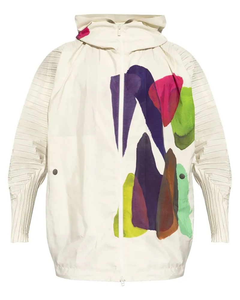 Issey Miyake Kapuzenjacke mit grafischem Print - Nude Nude