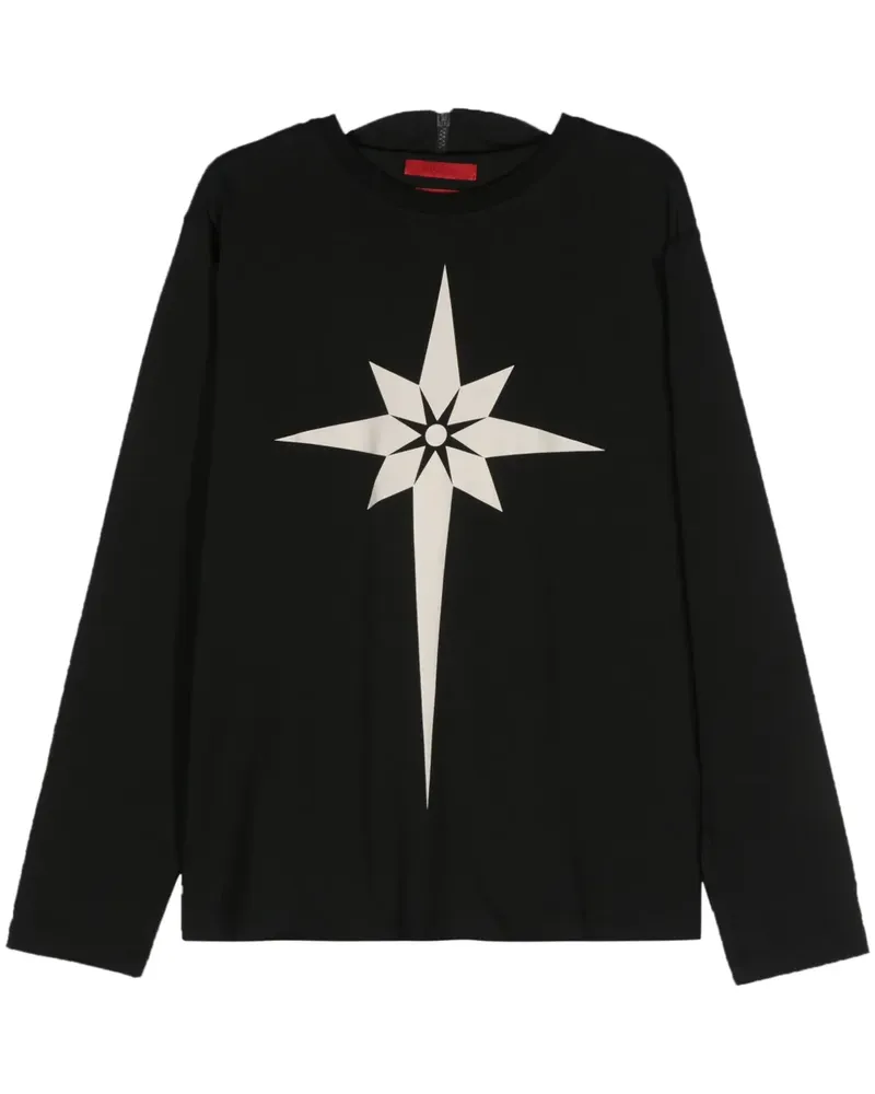 KUSIKOHC T-Shirt mit Origami-Print - Schwarz Schwarz