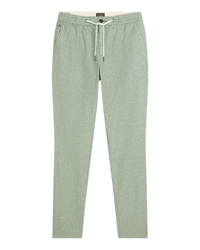 Scotch&Soda Warren striped drawstring-detail straight-fit cotton trousers - Grün Grün