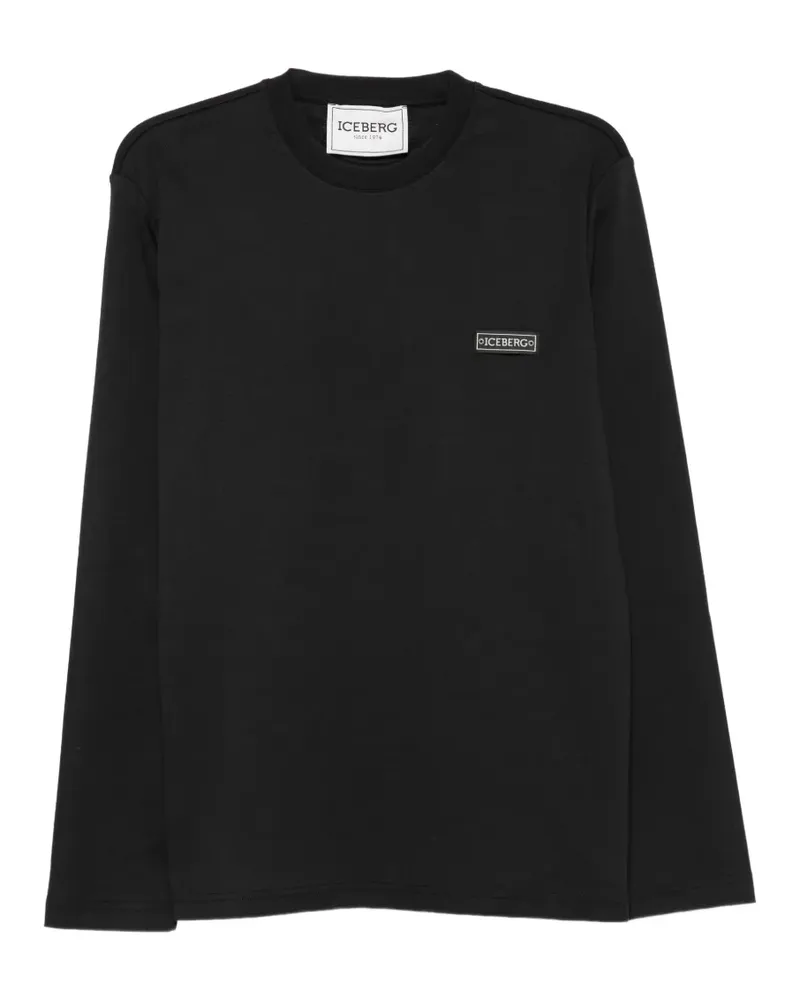 Iceberg Langarmshirt mit Logo-Patch - Schwarz Schwarz