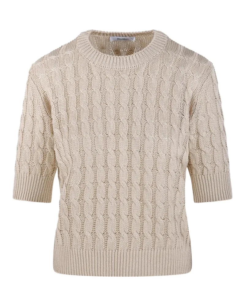 Max Mara cable knit short-sleeve sweater - Nude Nude