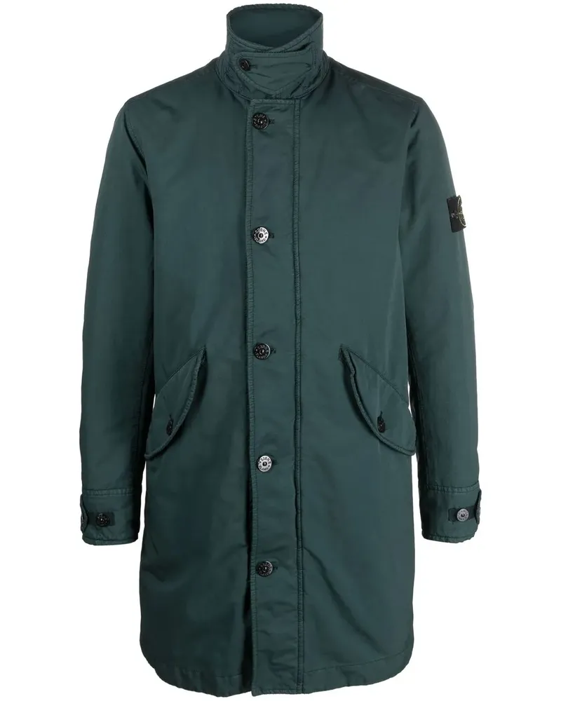 Stone Island Kurzer Parka mit Logo-Patch - Grün Grün