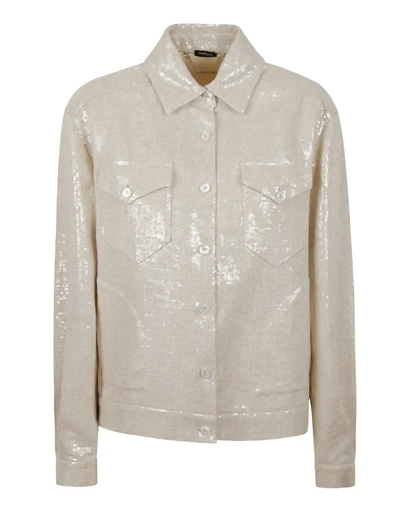 Kiton sequin-embellished denim jacket - Nude Nude