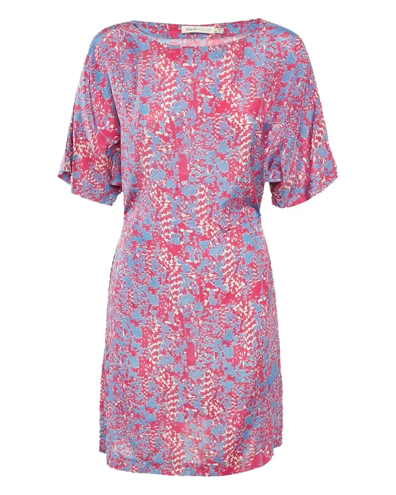 See by Chloé Seiden-Minikleid mit Blumen-Print - Rosa Rosa