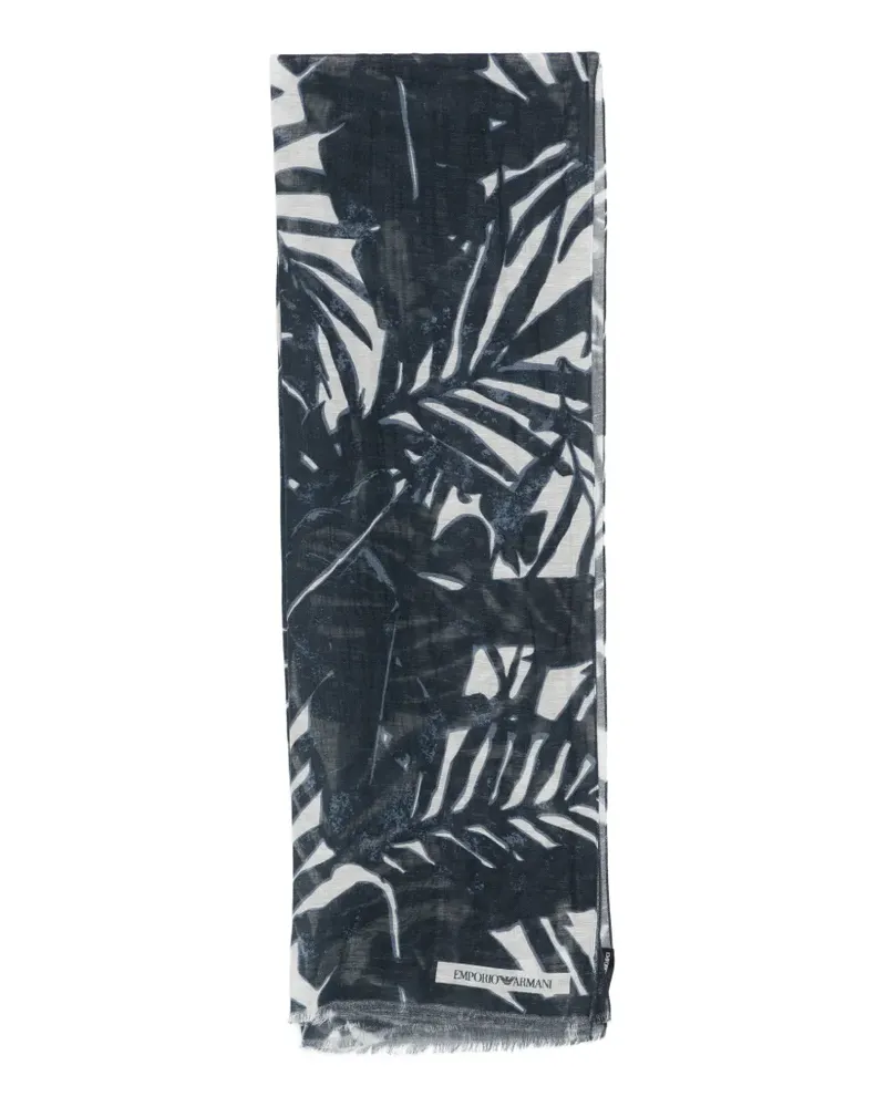 Emporio Armani leaf-print scarf - Blau Blau