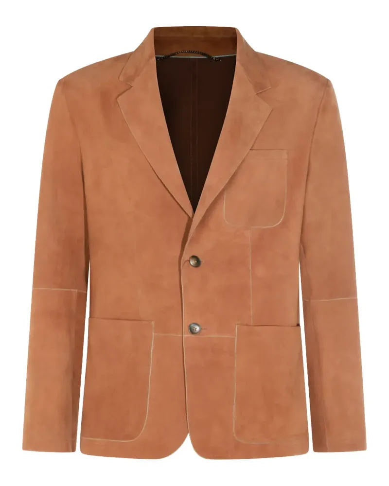 Canali single-breasted suede jacket - Braun Braun