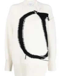 OFF-WHITE Pullover mit Intarsien-Logo Weiß