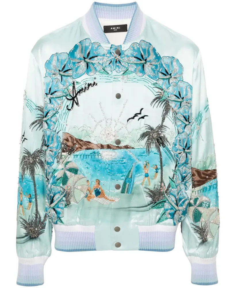 Amiri Paradise Bomberjacke mit Perlen - Blau Blau