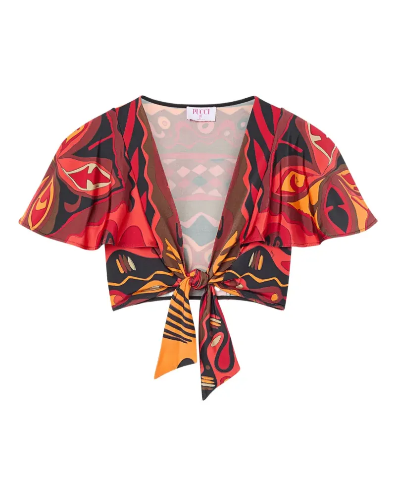 Emilio Pucci Angoli-print knotted top - Rot Rot