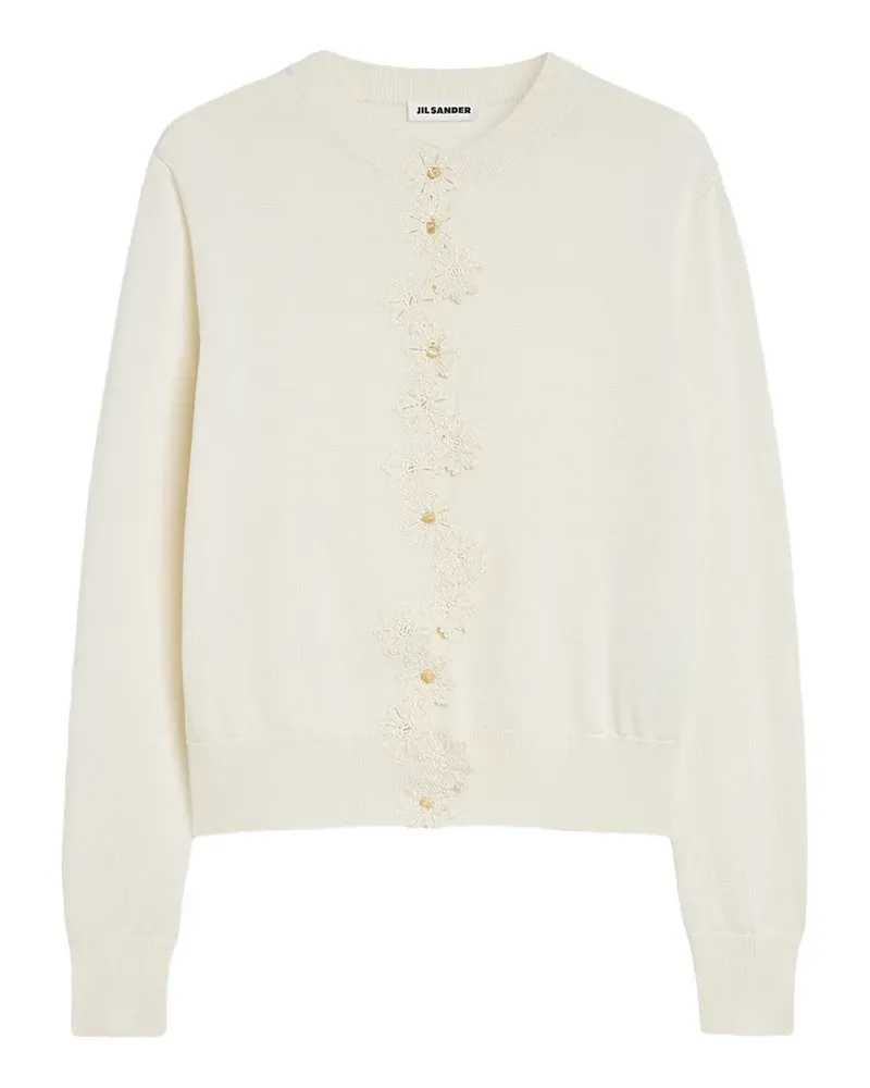 Jil Sander Cardigan mit gehäkelten Blumen - Weiß Weiß