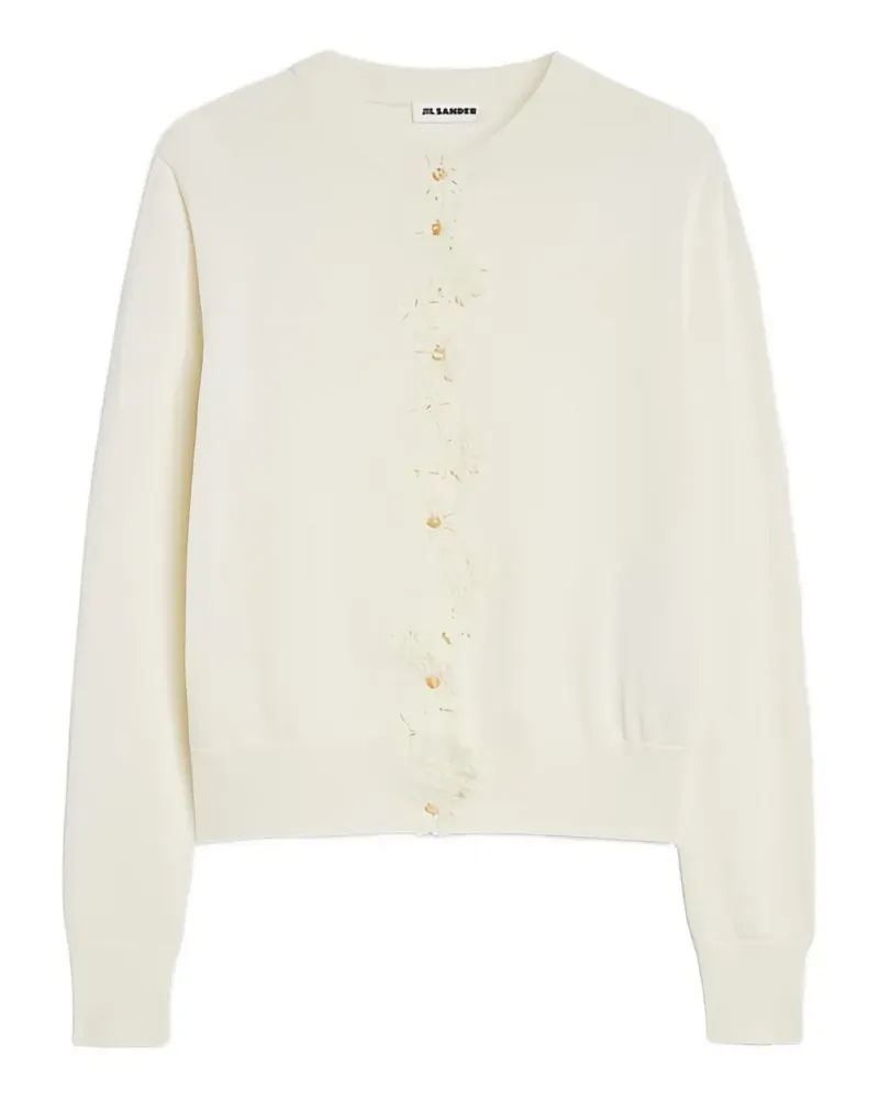 Jil Sander Cardigan mit gehäkelten Blumen - Weiß Weiß
