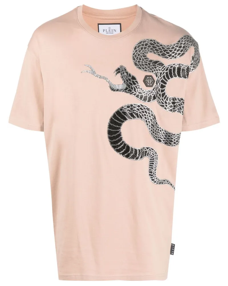 Philipp Plein T-Shirt mit verziertem Schlangen-Print - Nude Nude