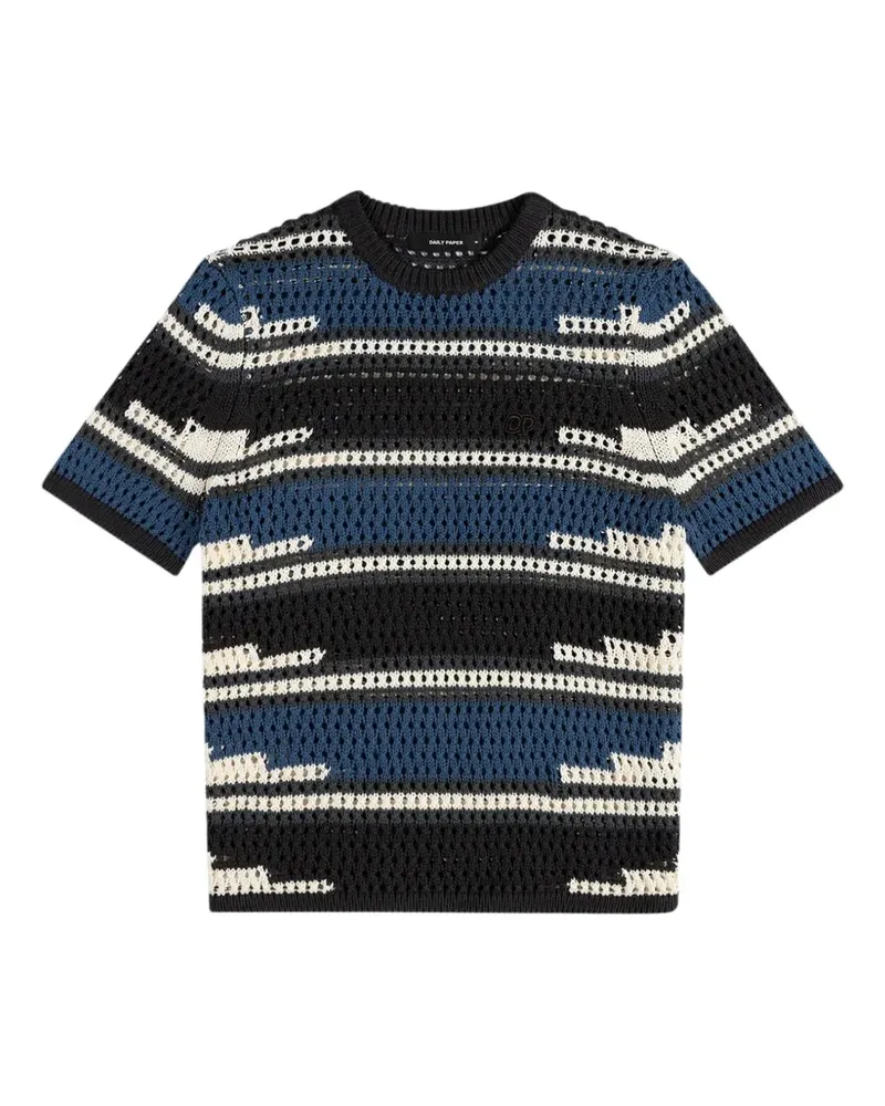 Daily Paper Kente stripe-knit T-shirt - Schwarz Schwarz