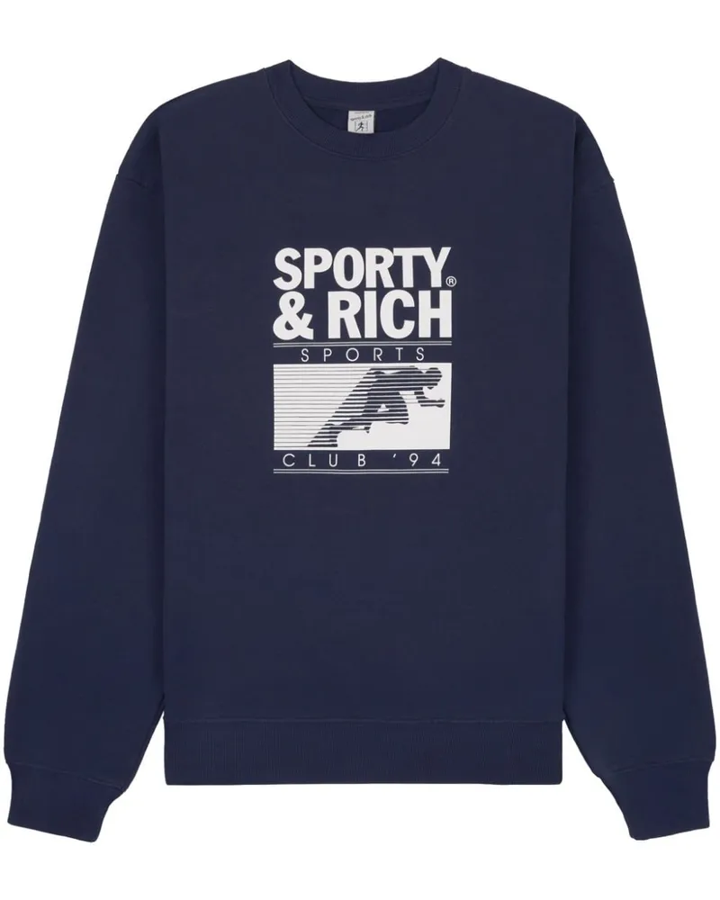 SPORTY & RICH Motion Club Sweatshirt mit Logo-Print - Blau Blau