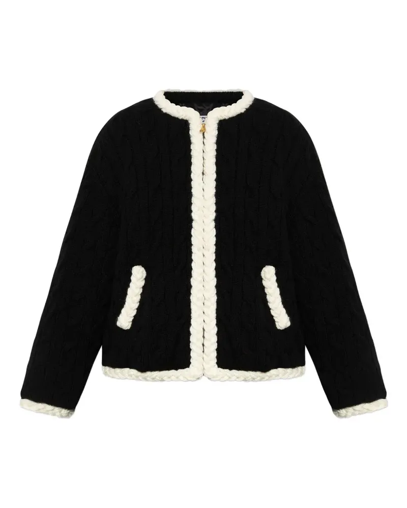 Moschino Zopfmuster-Jacke mit Ellenbogen-Patch - Schwarz Schwarz