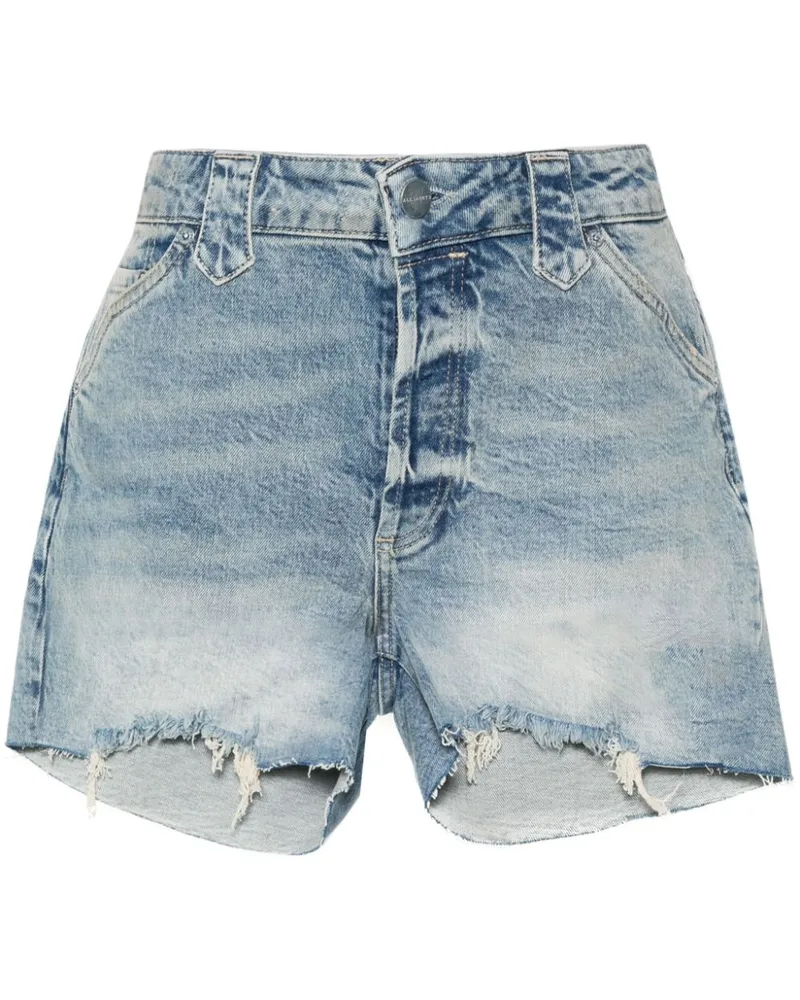 AllSaints Halbhohe Idaho Jeans-Shorts Blau