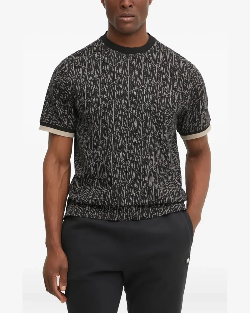 EA7 logo-print crew-neck t-shirt - Schwarz Schwarz