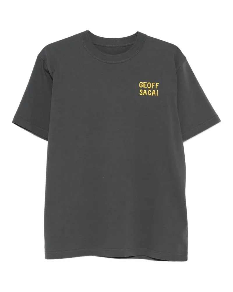 Sacai T-Shirt mit Logo-Stickerei - Grau Grau
