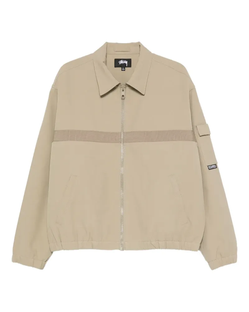 Stüssy tape-detail zip-up mechanic jacket - Grün Grün