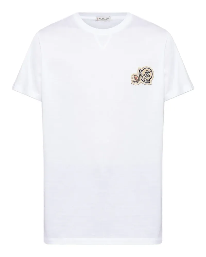 Moncler T-Shirt mit Logo-Patch - Weiß Weiß