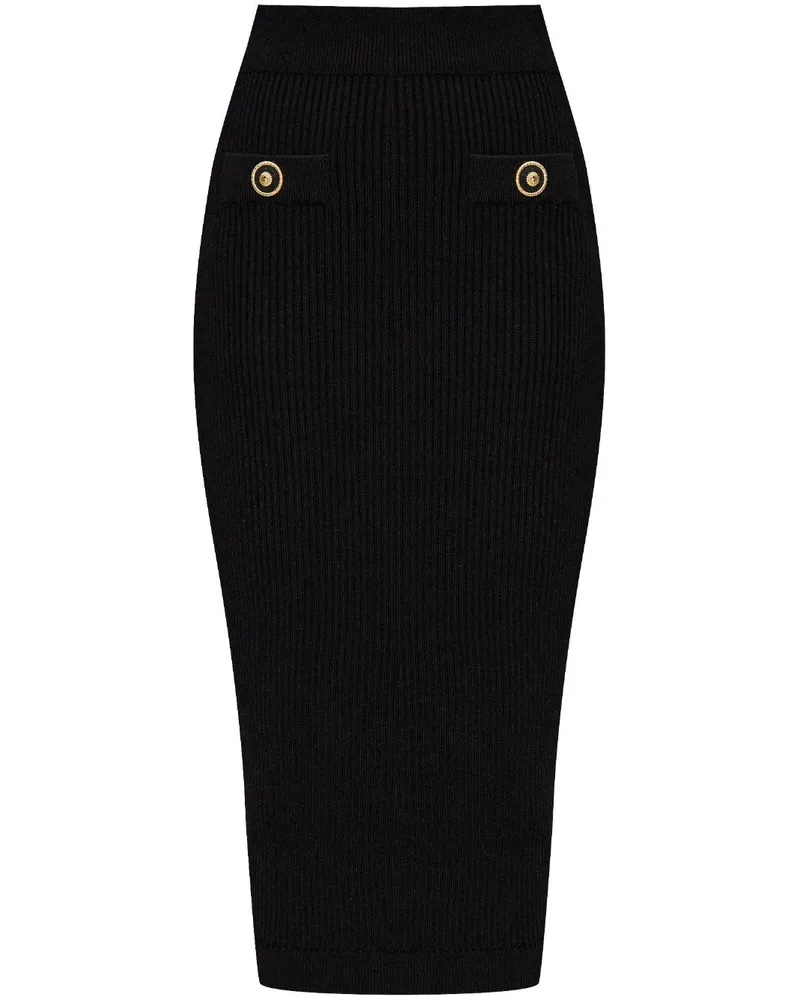 Balmain Gerippter Midirock - Schwarz Schwarz
