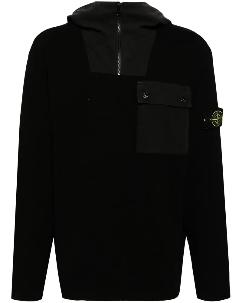 Stone Island Hoodie mit Kompass-Patch - Schwarz Schwarz