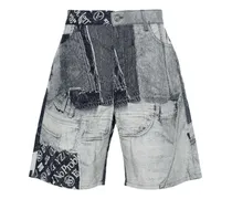 Jeans-Shorts mit Jacquard-Patchwork