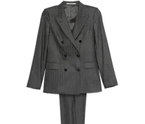 Anzug mit Fischgrätenmuster - Grau
