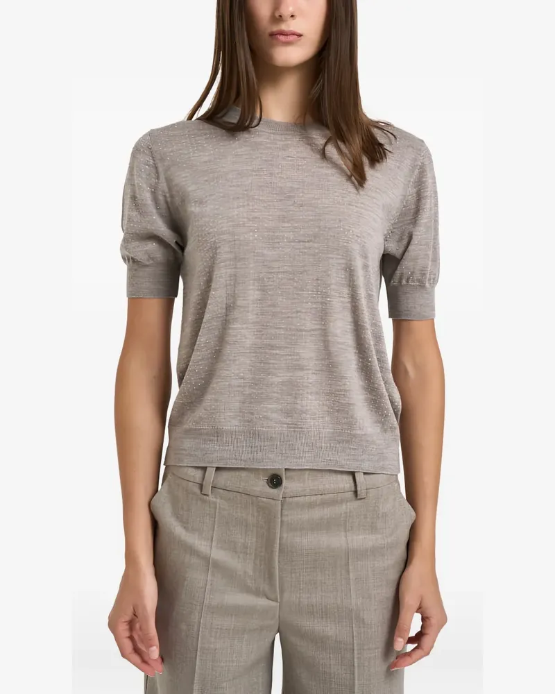 P.A.R.O.S.H. P.A.R.O H. Kurzärmeliger Pullover mit Strass - Grau Grau