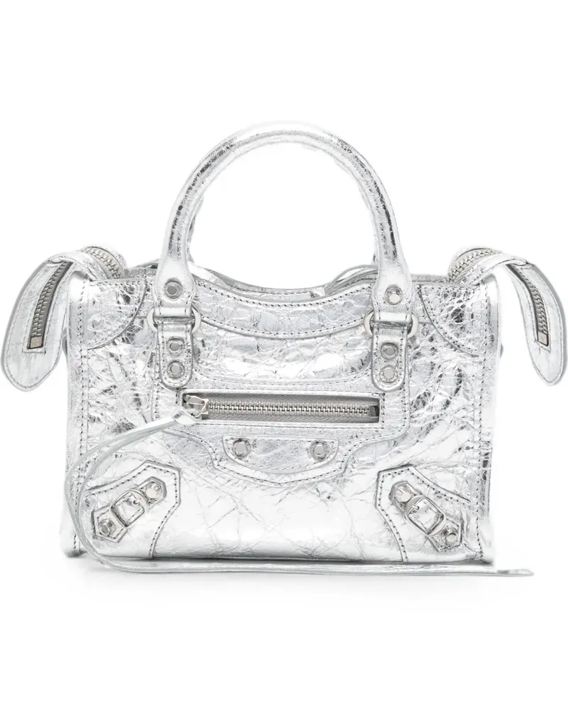 Balenciaga Schultertasche aus Leder - Silber Silber