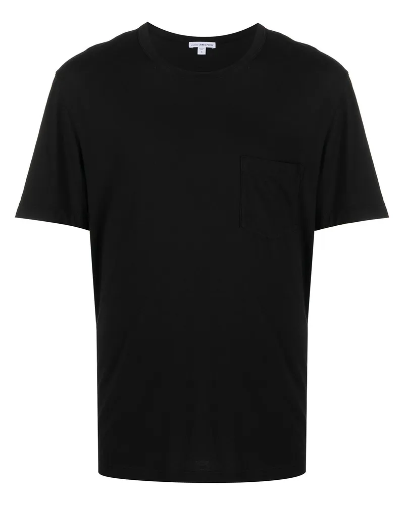James Perse T-Shirt mit Brusttasche - Schwarz Schwarz